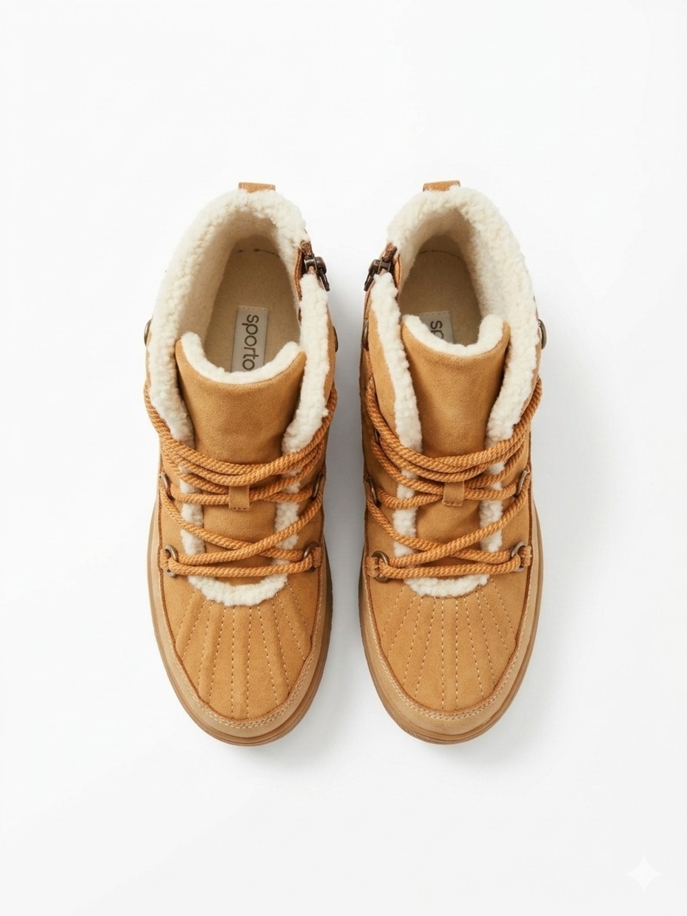 Sporto Camel/Tan Sherpa-Trim Lace-Up Hiker Boots